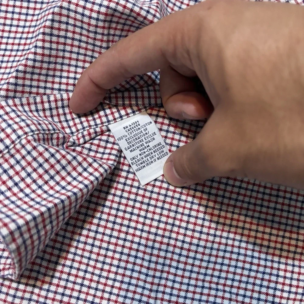 Polo Ralph Lauren Shirt Mens Large Windowpane Oxford Classic Short Sleeve OCBD